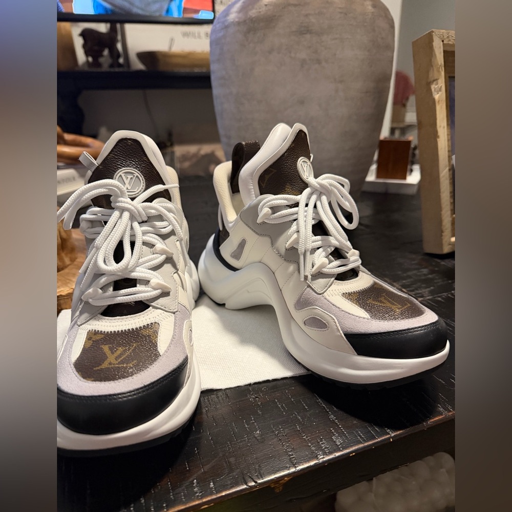 Louis Vuitton Monogram White and Black Sneakers